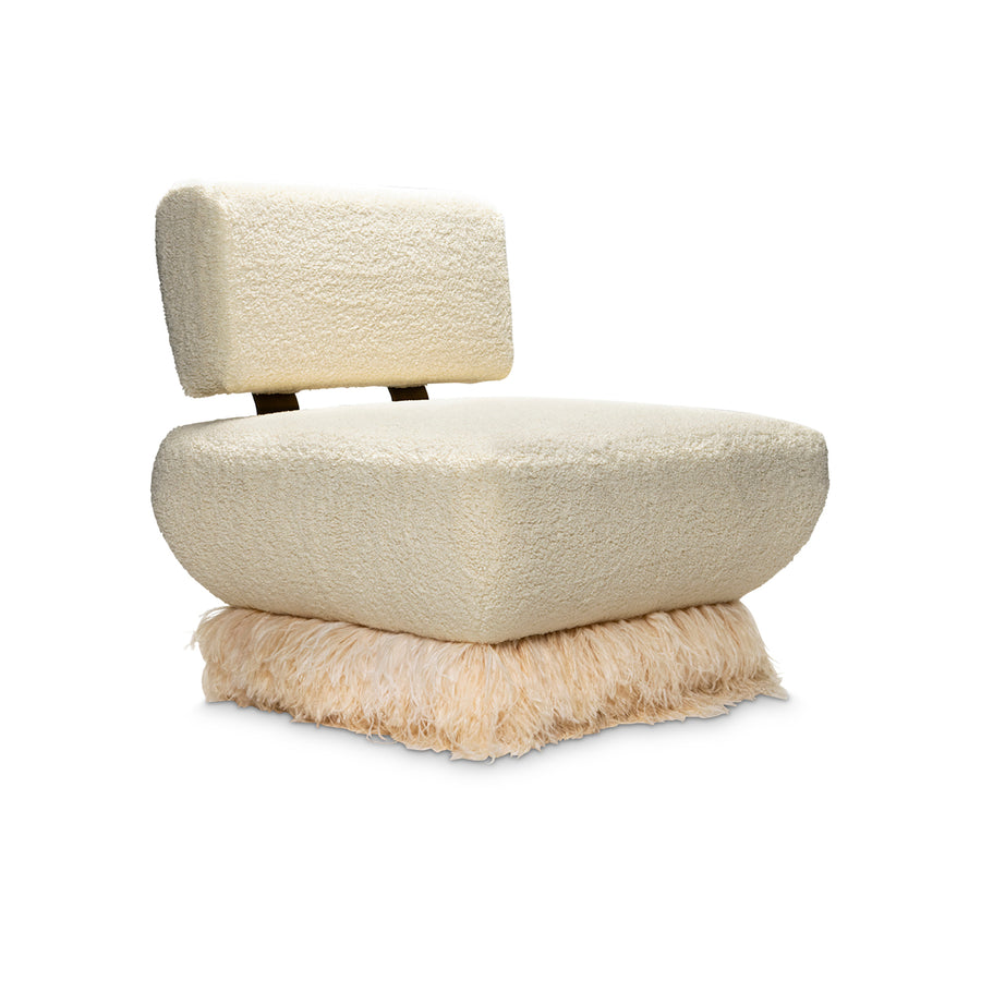 Ostrich Fluff Cream Boucle' Lounge Chair - Egg Designs