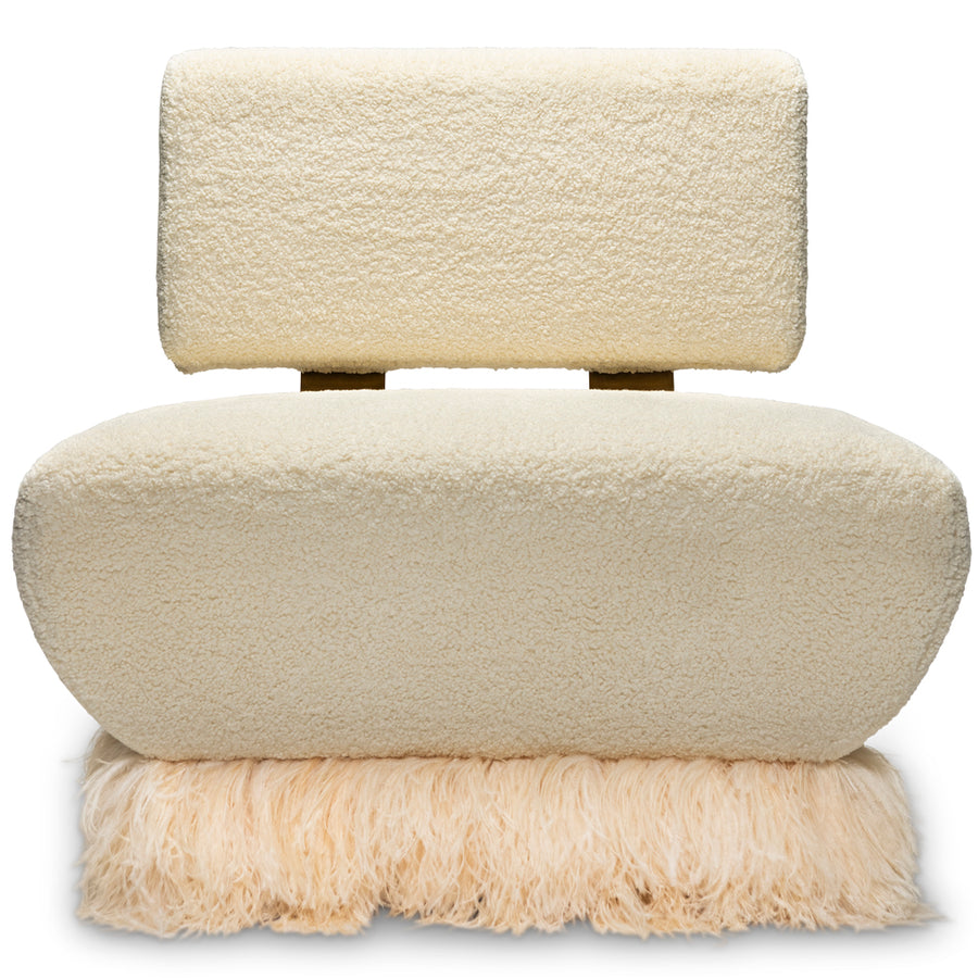 Ostrich Fluff Cream Boucle' Lounge Chair