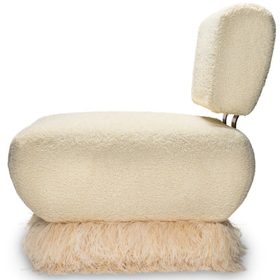 Ostrich Fluff Cream Boucle' Lounge Chair
