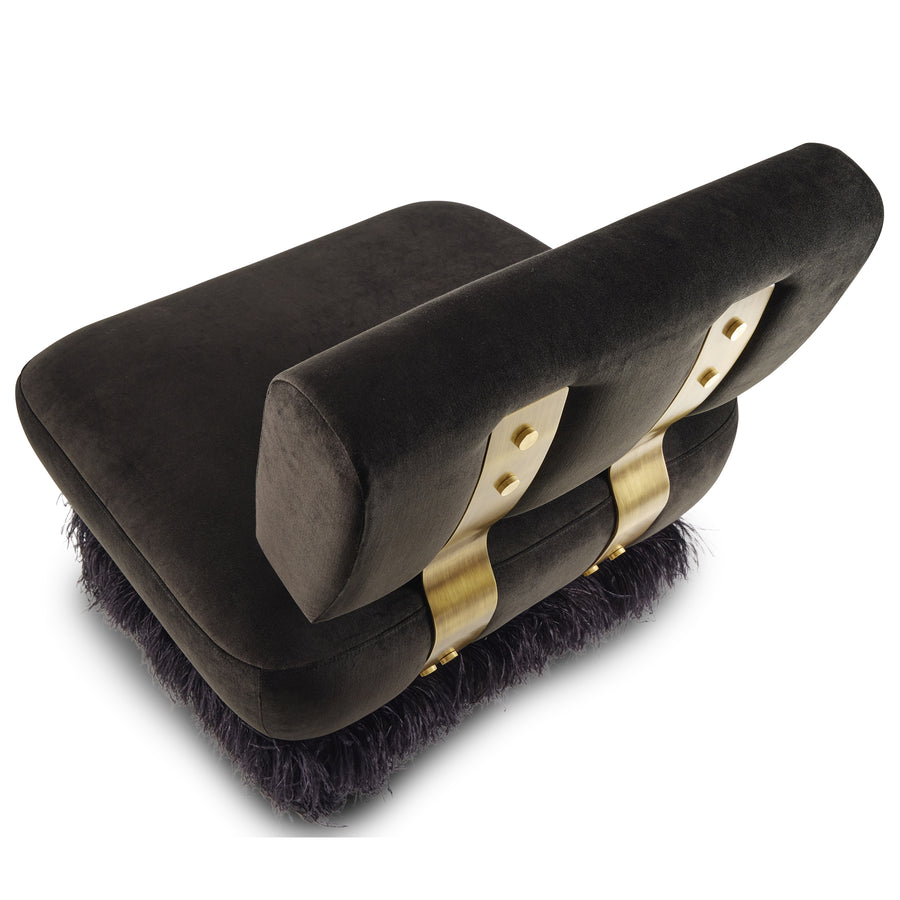 Ostrich Fluff Black Velvet Lounge Chair