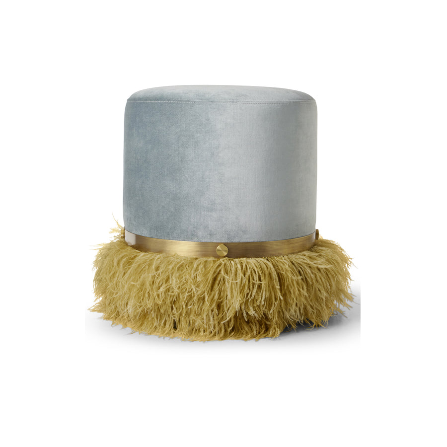 Ostrich Fluff Ocean 450 Diameter Velvet Pouf