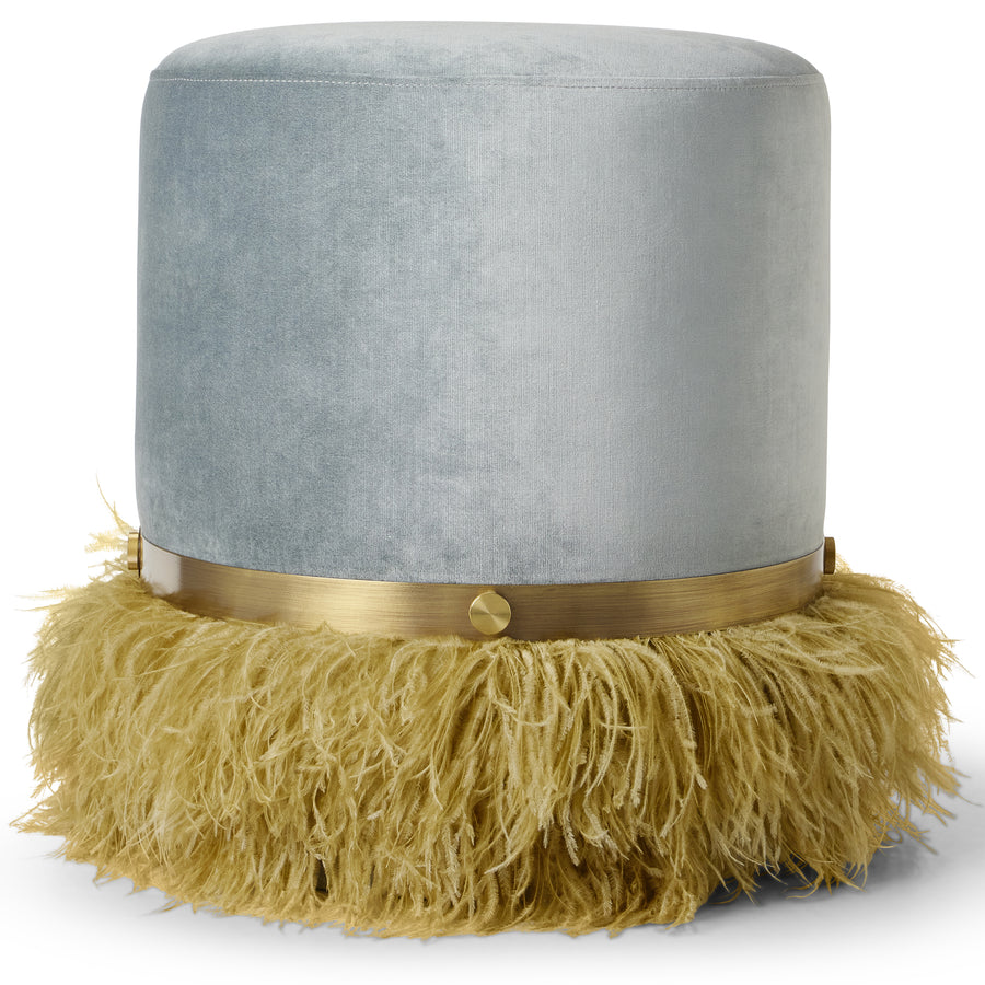Ostrich Fluff Ocean 450 Diameter Velvet Pouf
