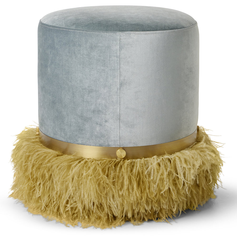 Ostrich Fluff Ocean 450 Diameter Velvet Pouf