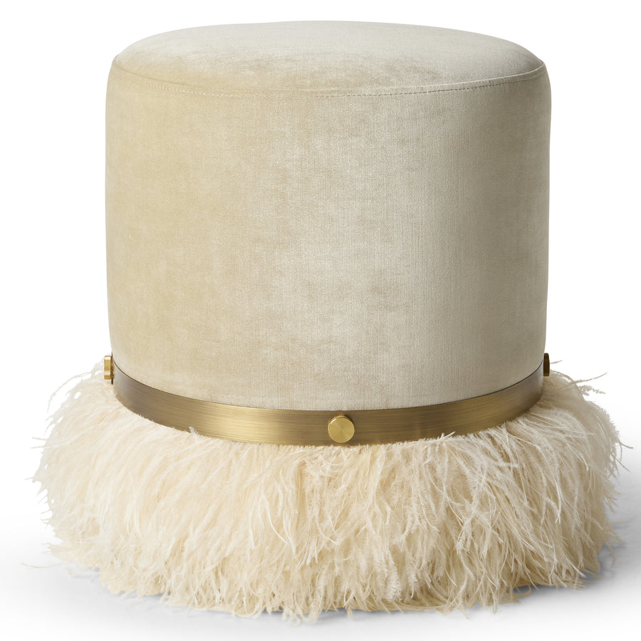 Ostrich Fluff Cream 450 Diameter Velvet Pouf
