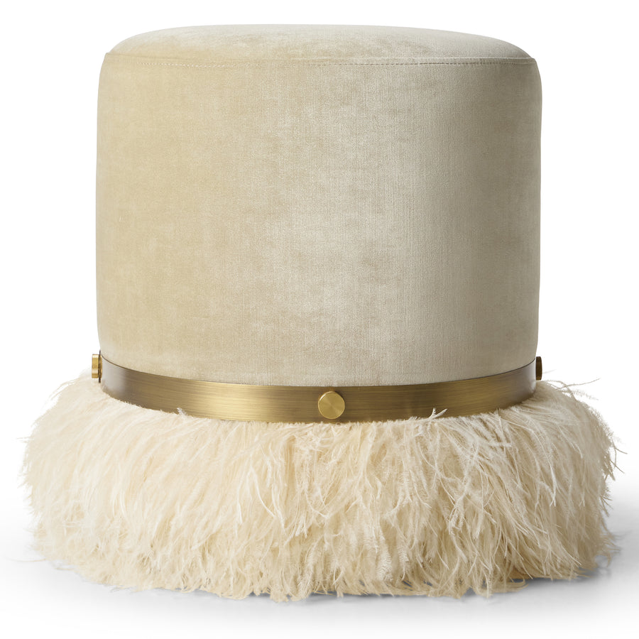 Ostrich Fluff Cream 450 Diameter Velvet Pouf