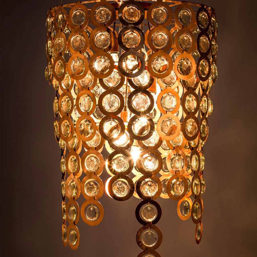 Surilight Copper & Recycled Glass Chandelier