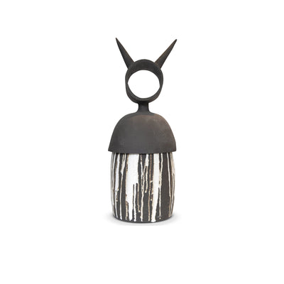 Gazella Sculpture #3 – Black Clay with White Glaze