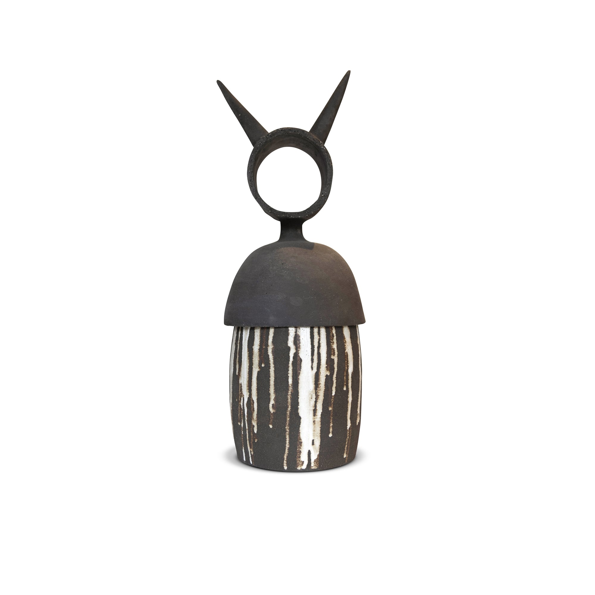 Gazella Sculpture #3 – Black Clay with White Glaze