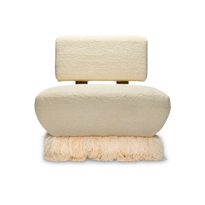 Ostrich Fluff Cream Boucle' Lounge Chair - Egg Designs