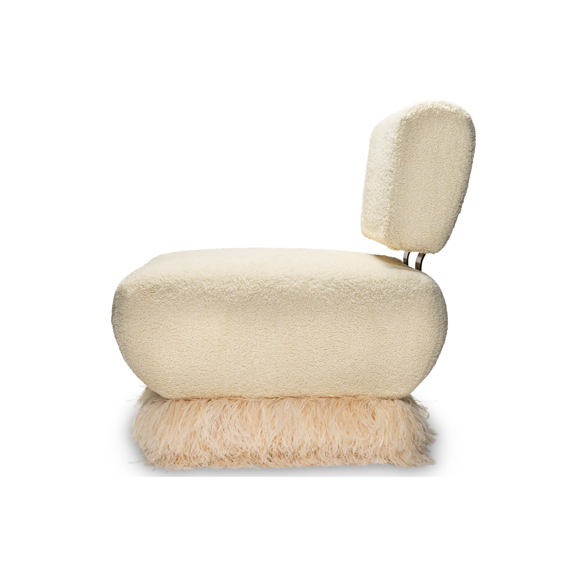 Ostrich Fluff Cream Boucle' Lounge Chair - Egg Designs