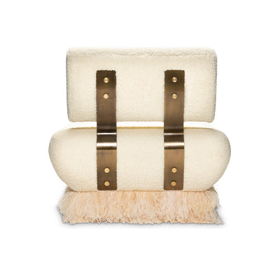 Ostrich Fluff Cream Boucle' Lounge Chair - Egg Designs