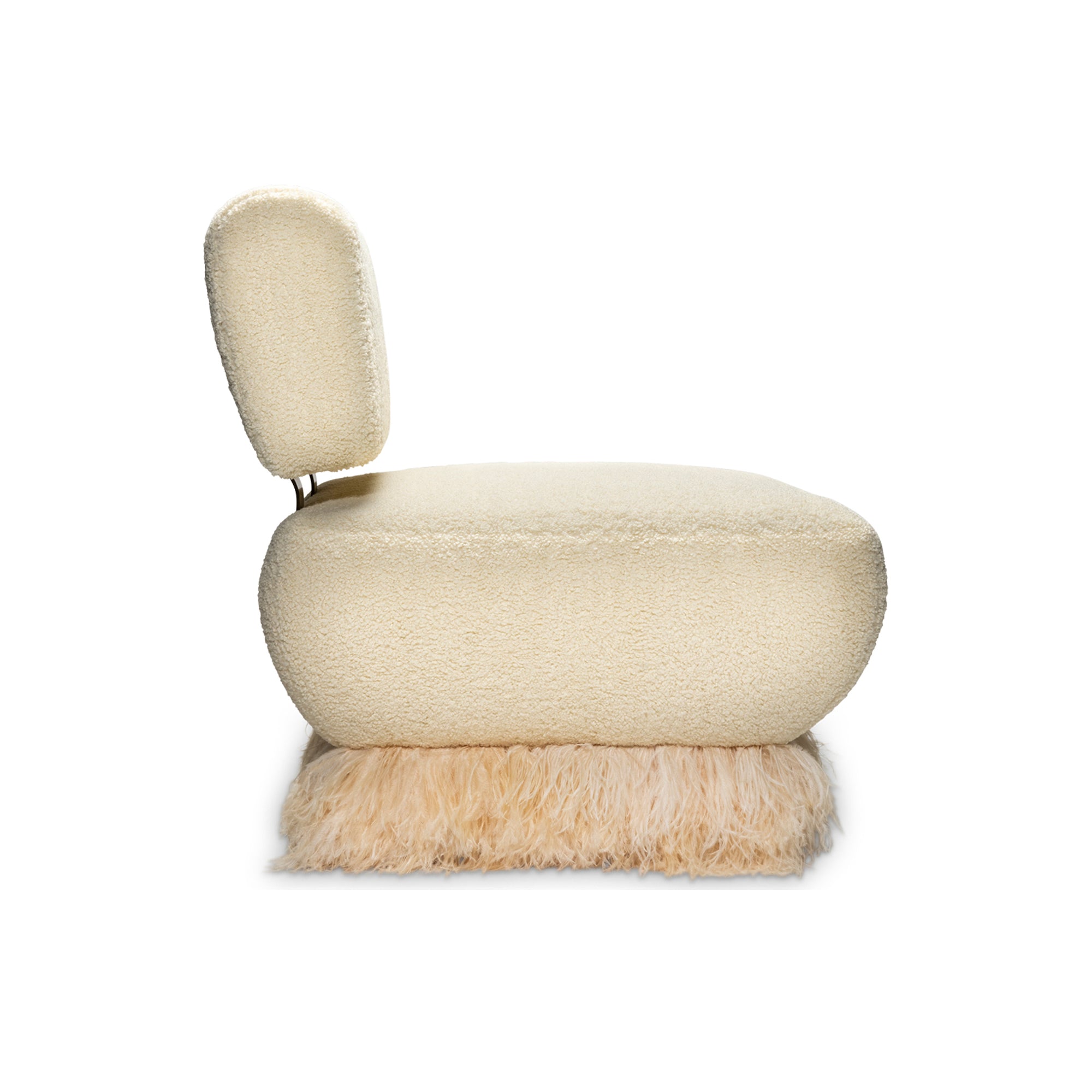 Ostrich Fluff Cream Boucle' Lounge Chair - Egg Designs