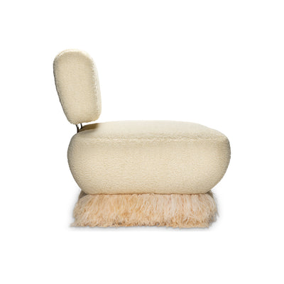 Ostrich Fluff Cream Boucle' Lounge Chair - Egg Designs
