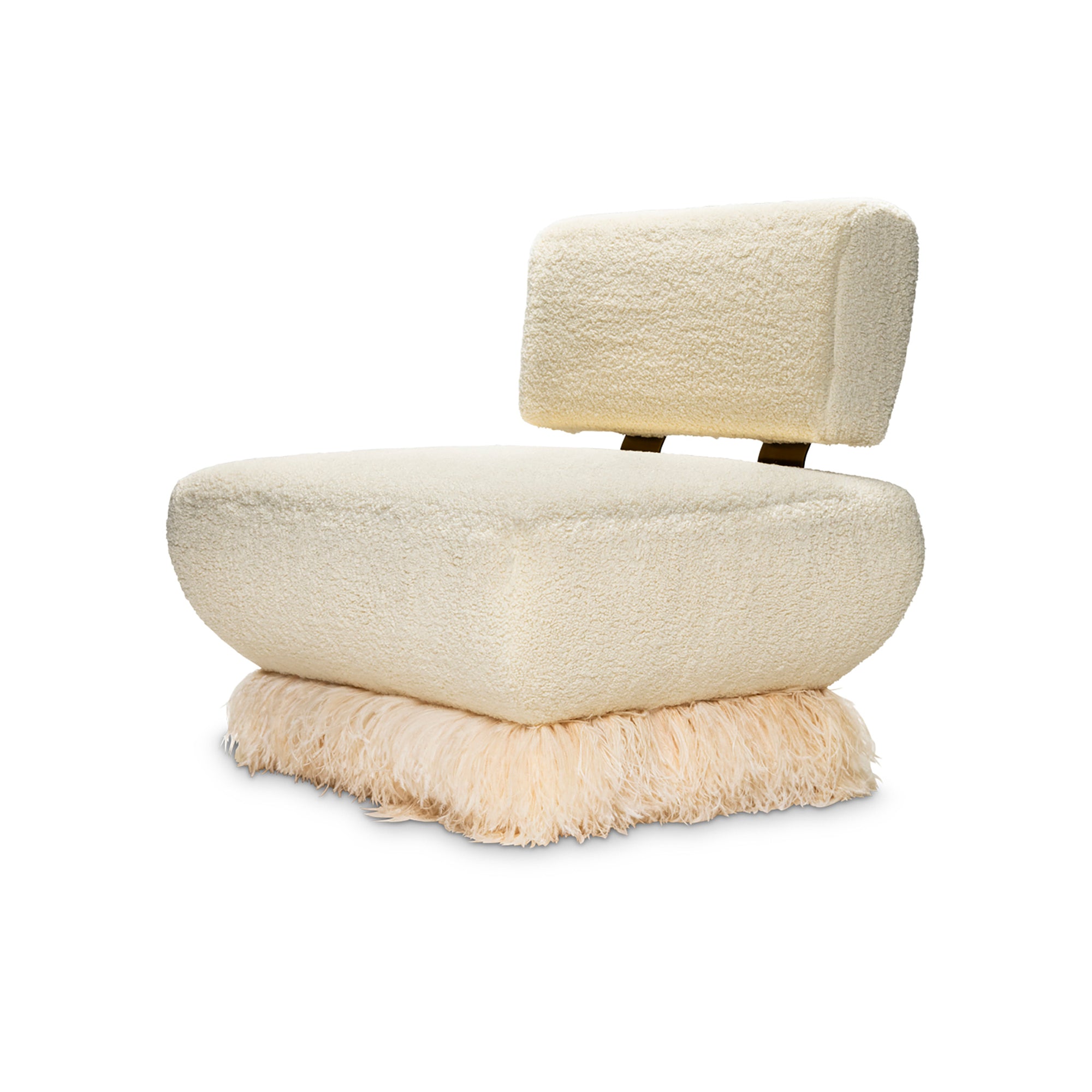 Ostrich Fluff Cream Boucle' Lounge Chair - Egg Designs
