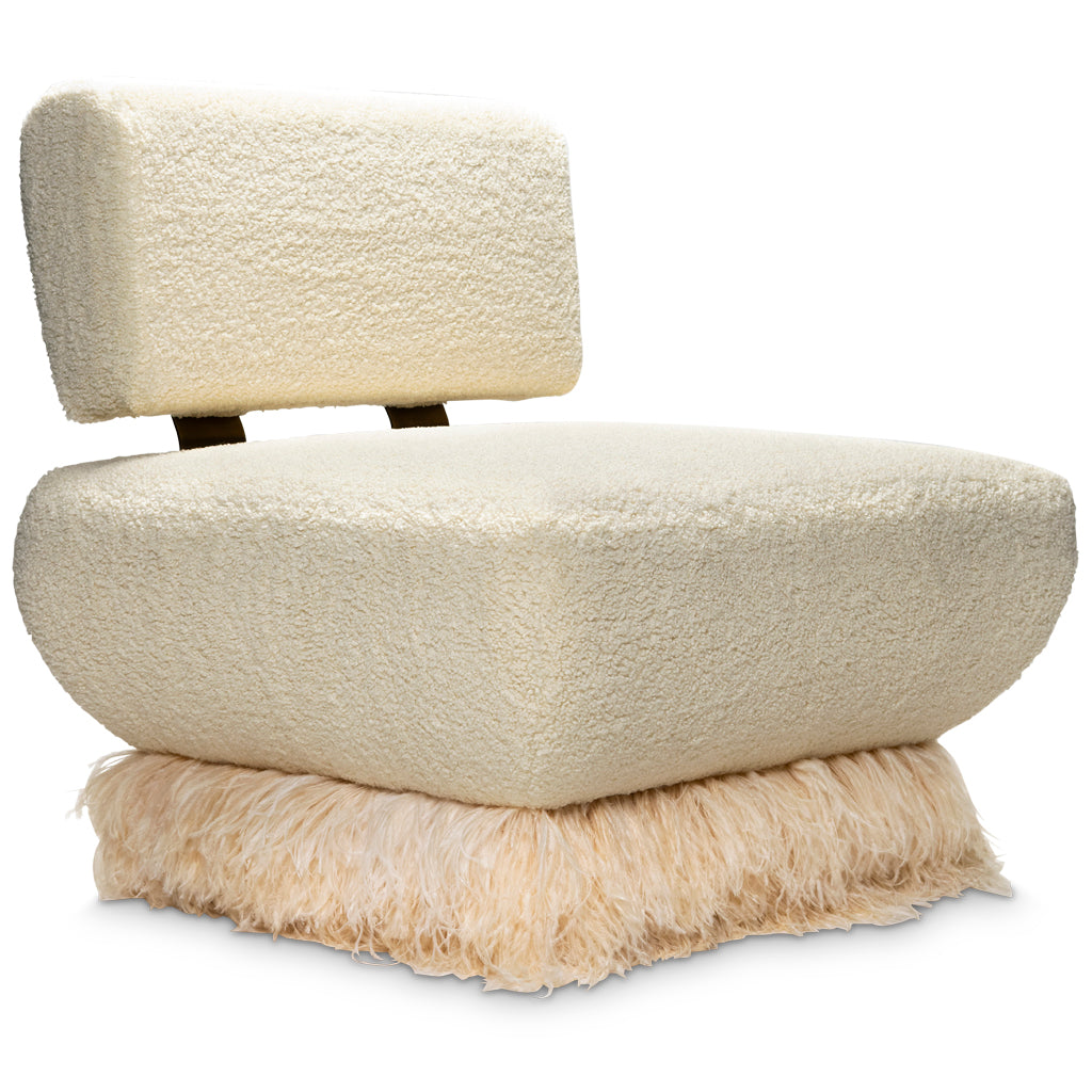 Ostrich Fluff Cream Boucle' Lounge Chair
