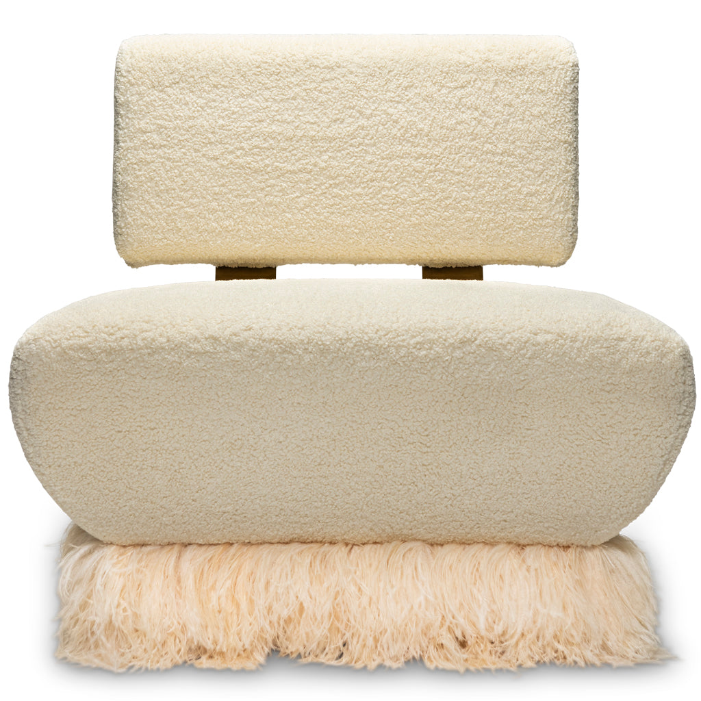 Ostrich Fluff Cream Boucle' Lounge Chair