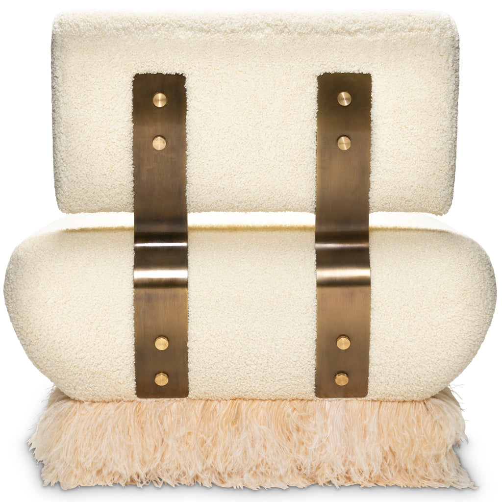 Ostrich Fluff Cream Boucle' Lounge Chair