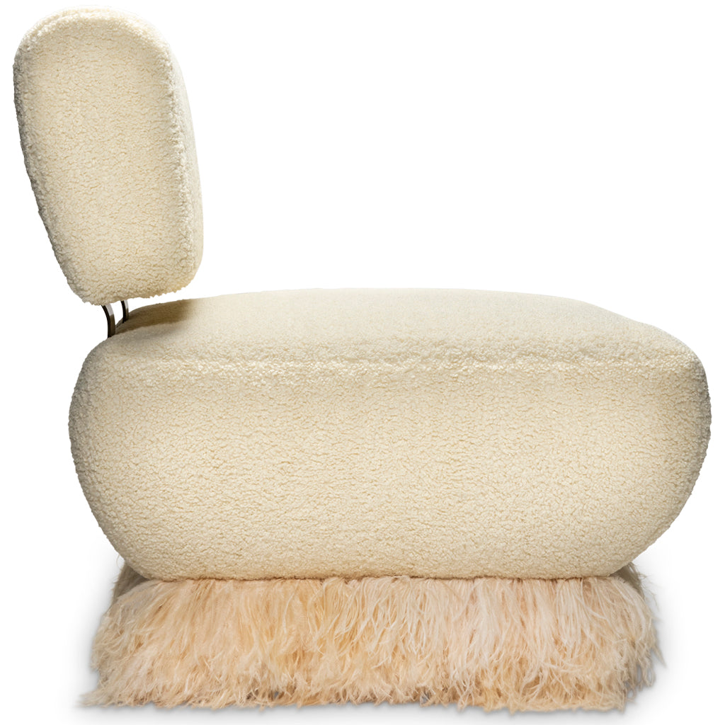 Ostrich Fluff Cream Boucle' Lounge Chair