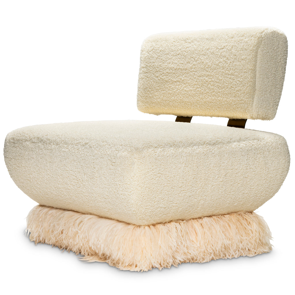 Ostrich Fluff Cream Boucle' Lounge Chair