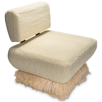 Ostrich Fluff Cream Boucle' Lounge Chair