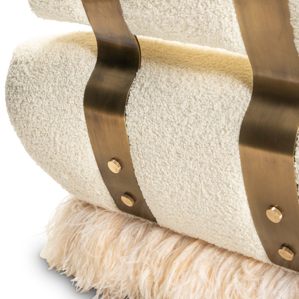 Ostrich Fluff Cream Boucle' Lounge Chair