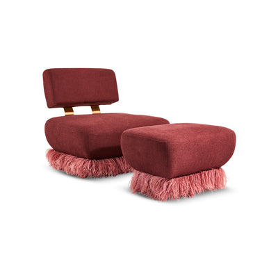 Plum Ostrich Fluff Lounge Chair - Egg Designs