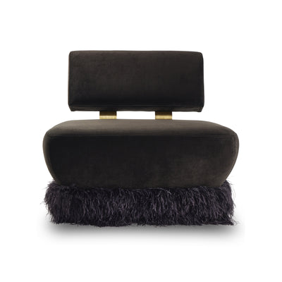Ostrich Fluff Black Velvet Lounge Chair