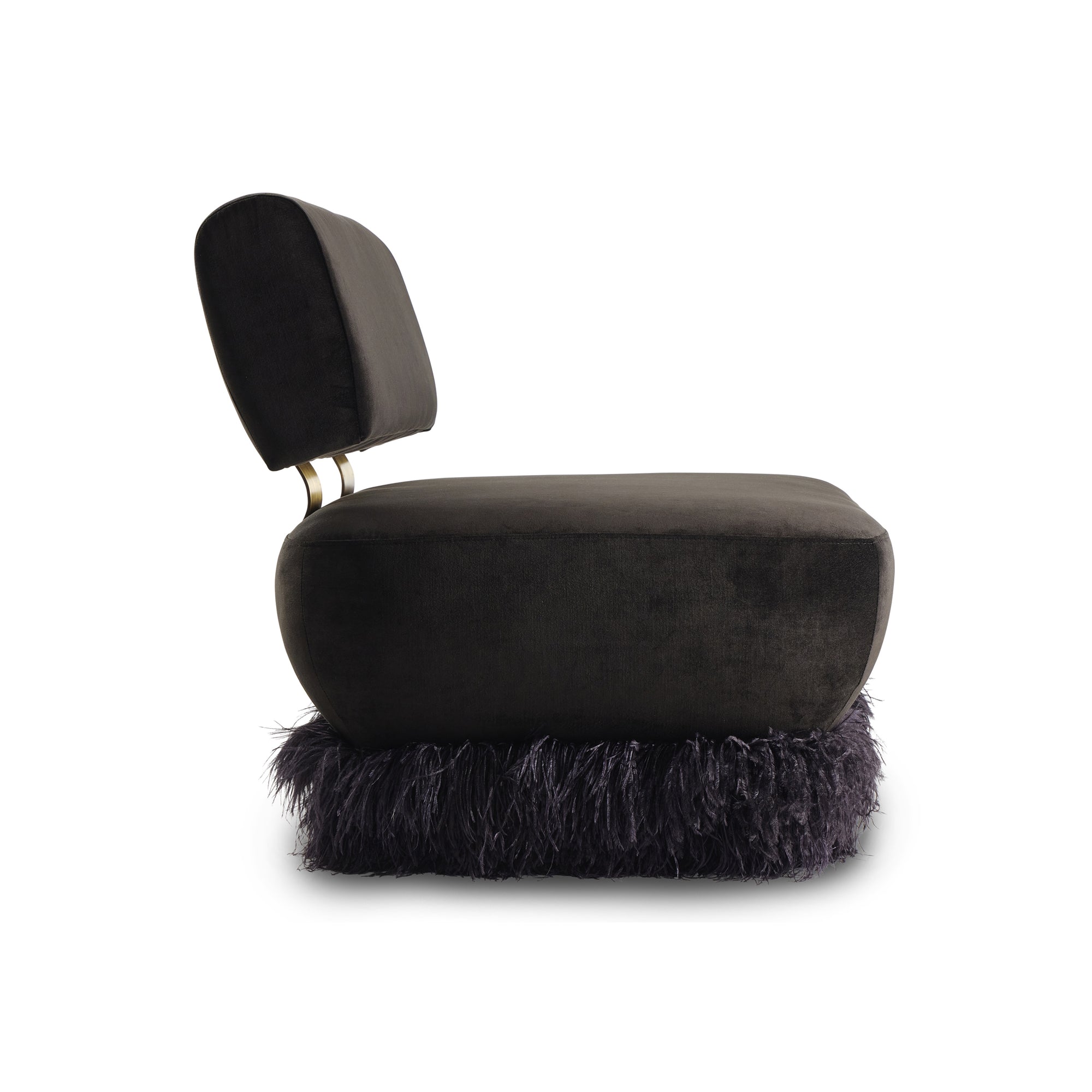 Ostrich Fluff Black Velvet Lounge Chair