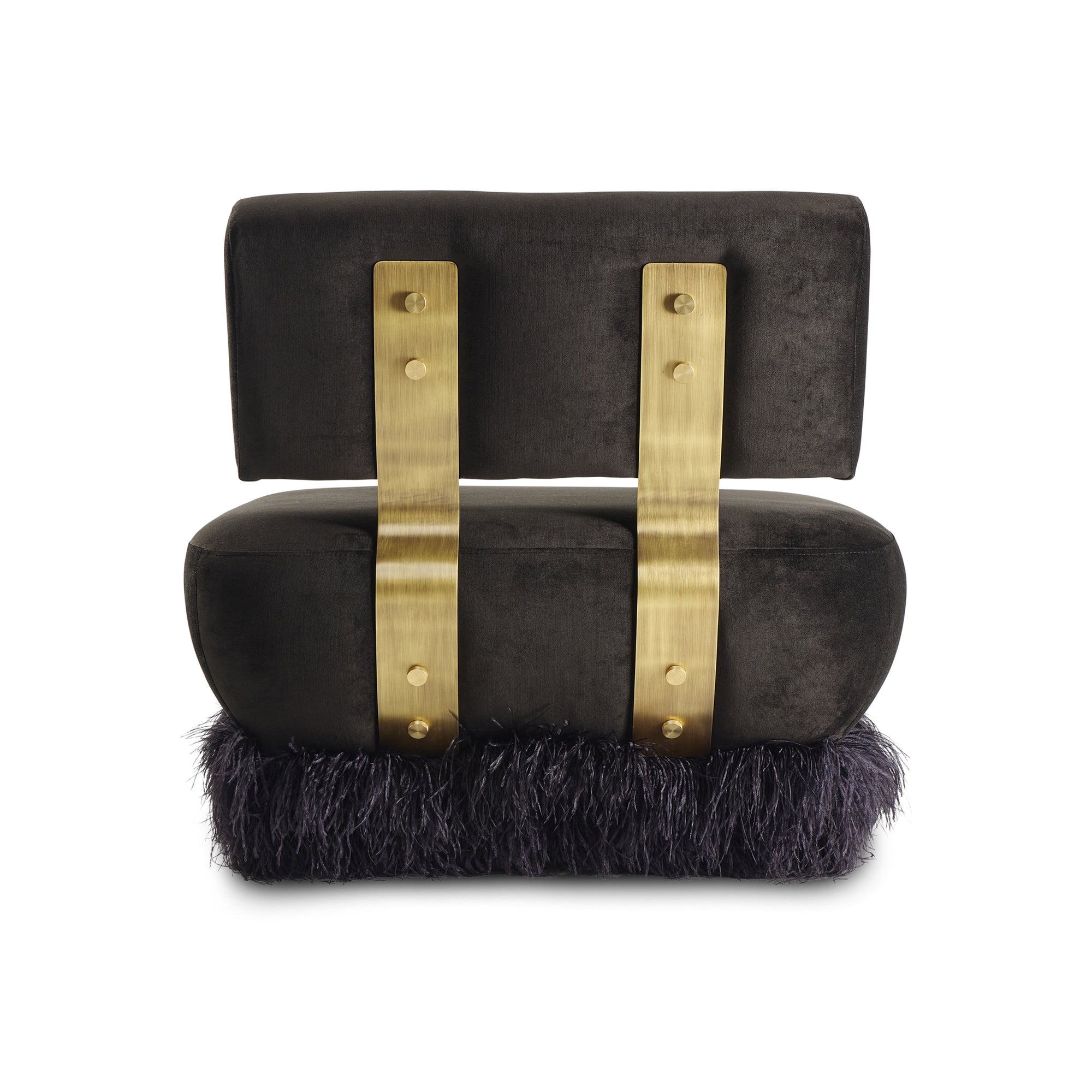 Ostrich Fluff Black Velvet Lounge Chair