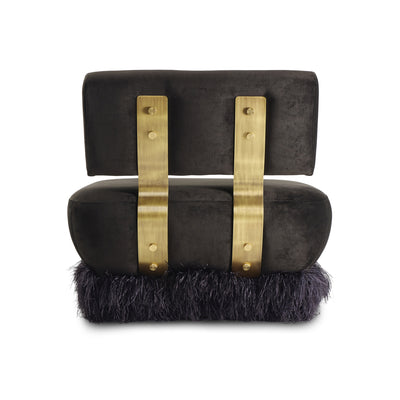Ostrich Fluff Black Velvet Lounge Chair