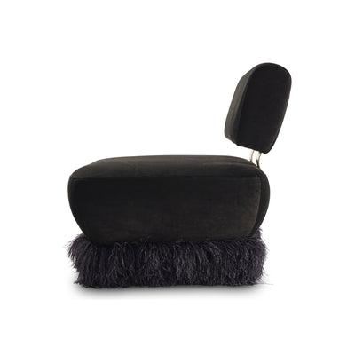 Ostrich Fluff Black Velvet Lounge Chair