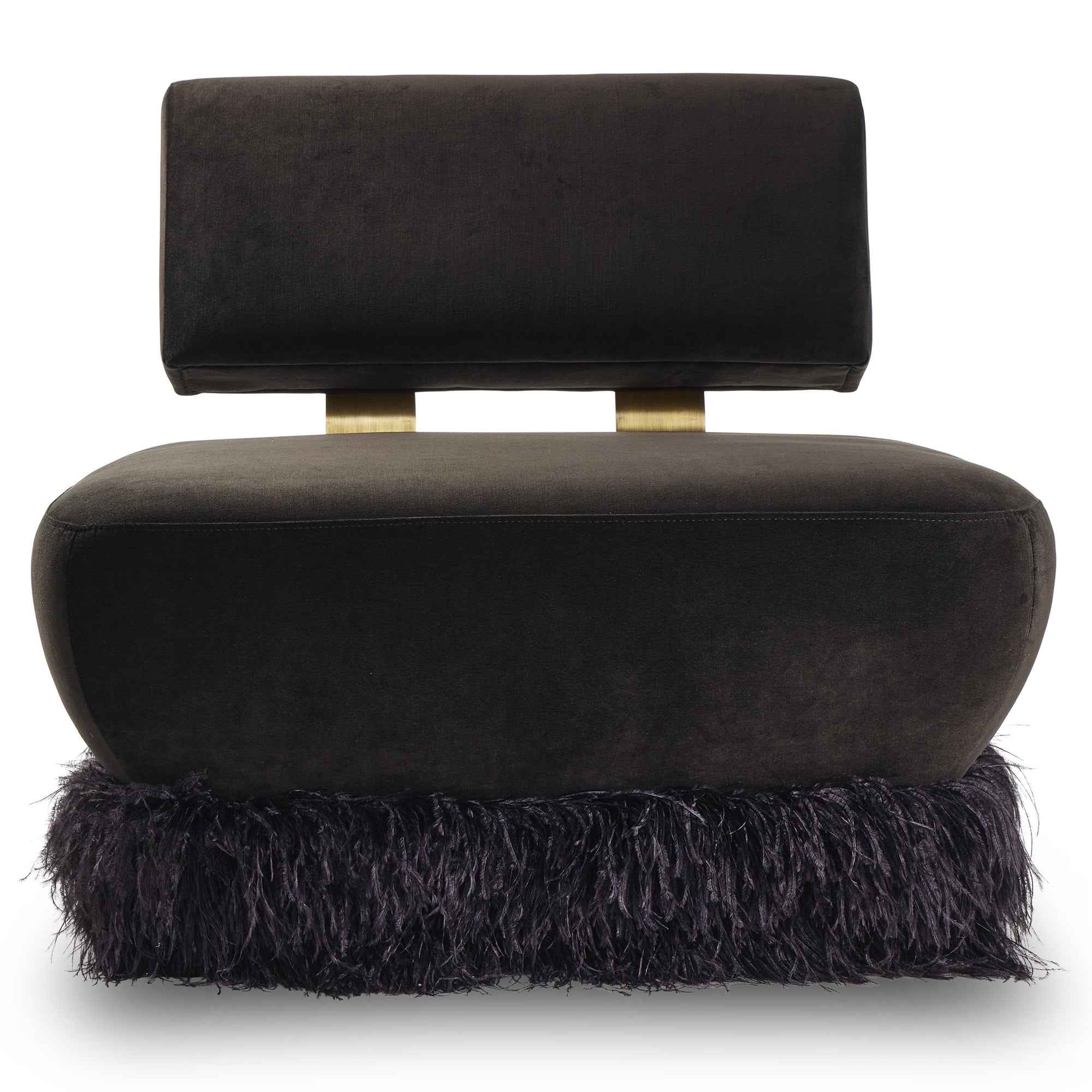 Ostrich Fluff Black Velvet Lounge Chair