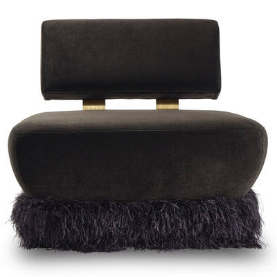 Ostrich Fluff Black Velvet Lounge Chair