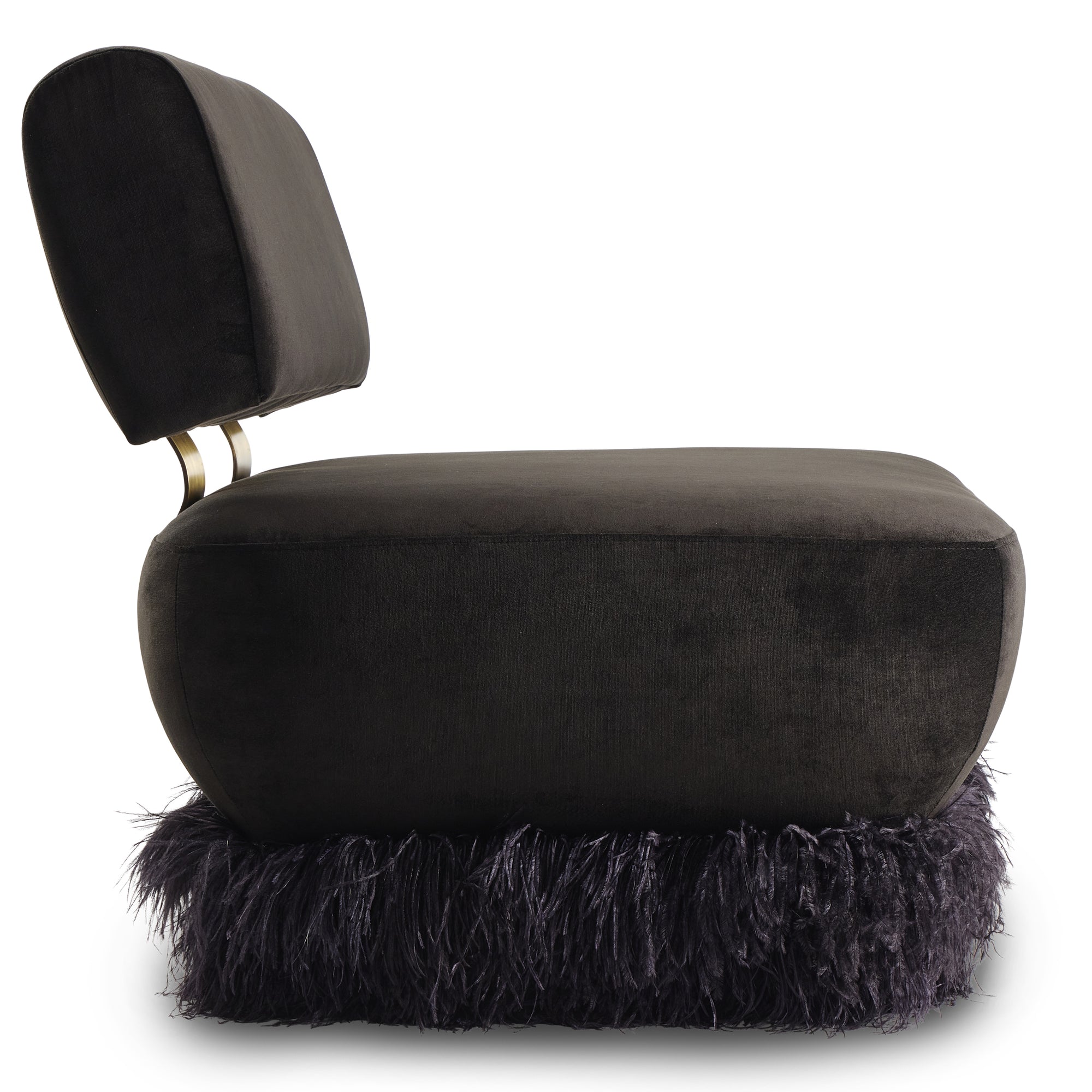 Ostrich Fluff Black Velvet Lounge Chair