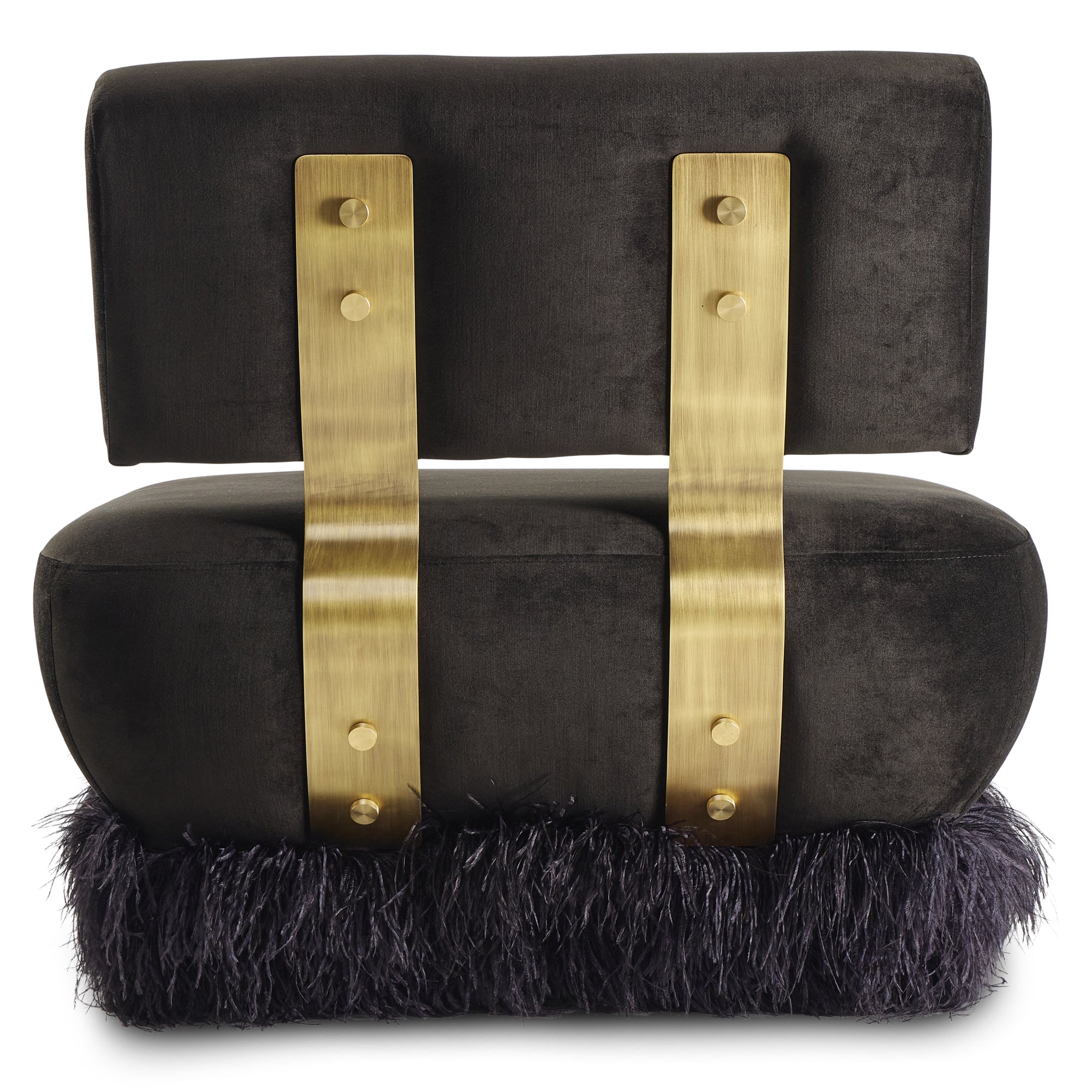 Ostrich Fluff Black Velvet Lounge Chair