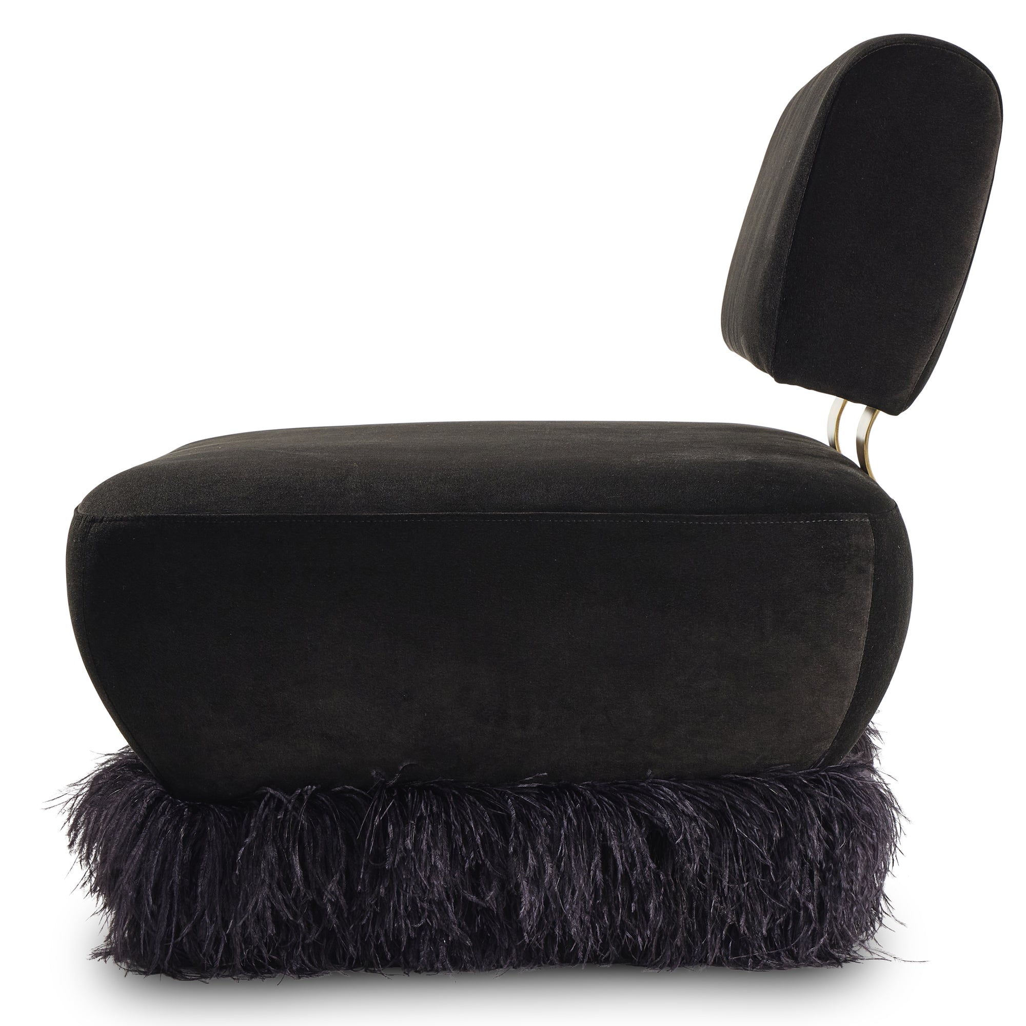 Ostrich Fluff Black Velvet Lounge Chair