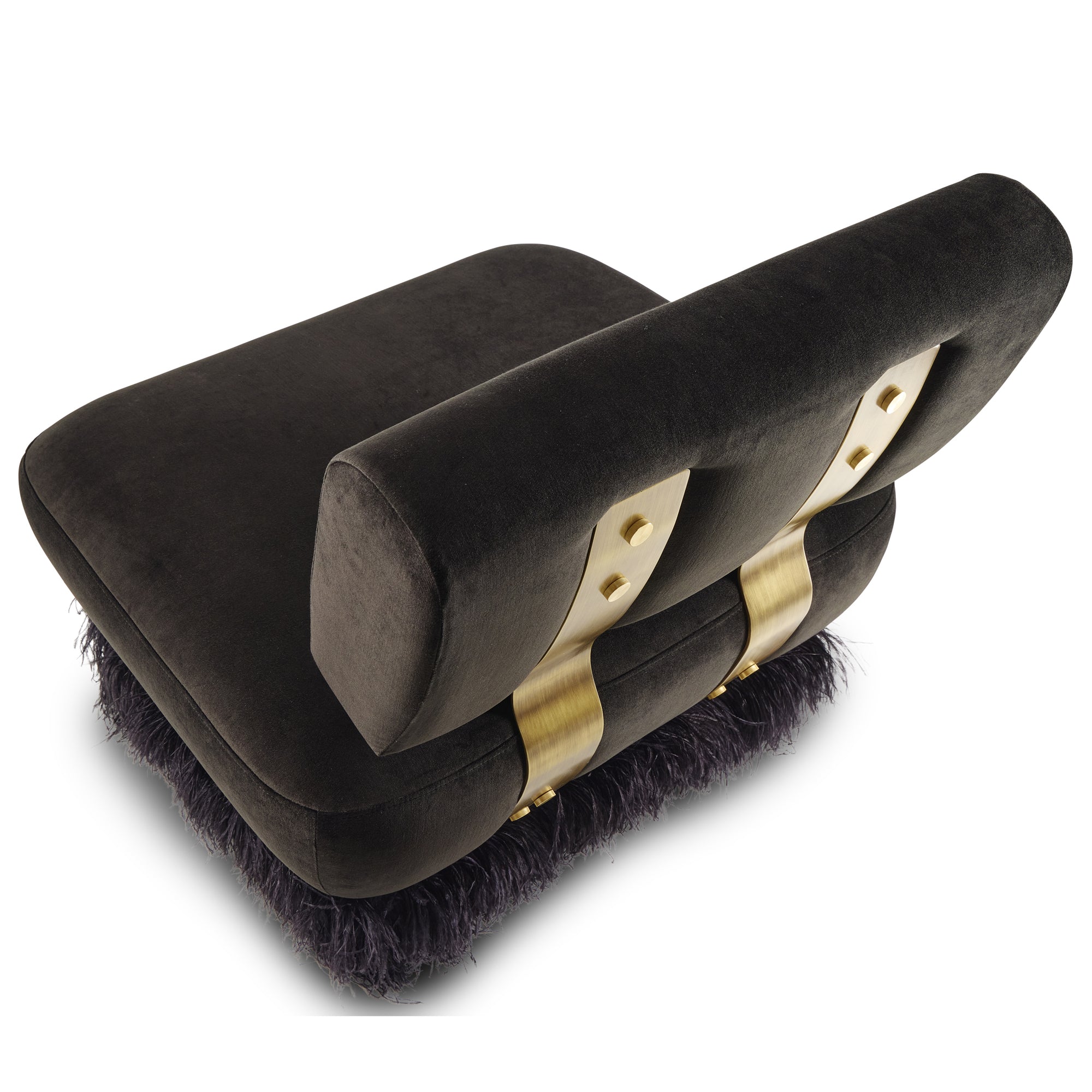 Ostrich Fluff Black Velvet Lounge Chair