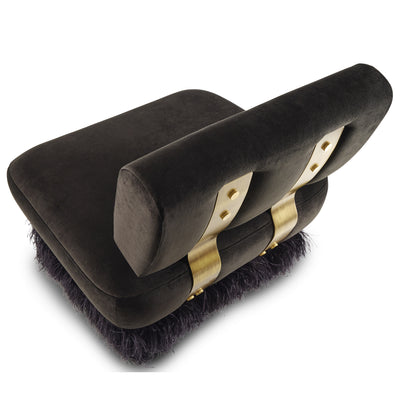 Ostrich Fluff Black Velvet Lounge Chair