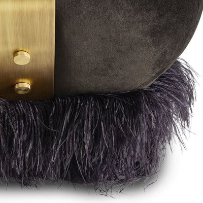 Ostrich Fluff Black Velvet Lounge Chair