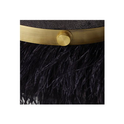 Ostrich Fluff Charcoal 450 Diameter Leather Pouf