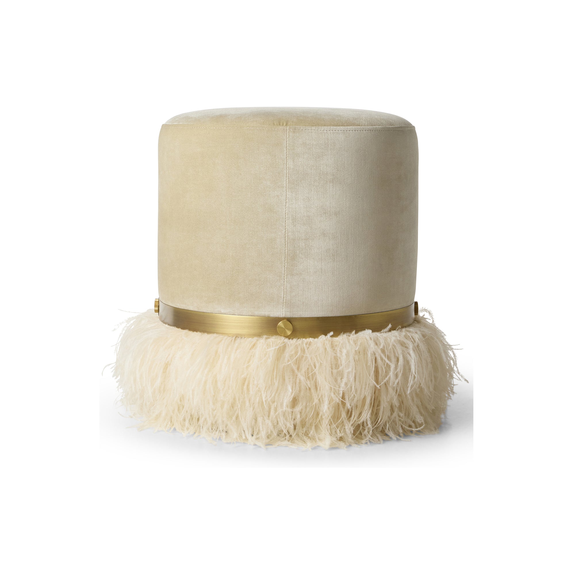 Ostrich Fluff Cream 450 Diameter Velvet Pouf