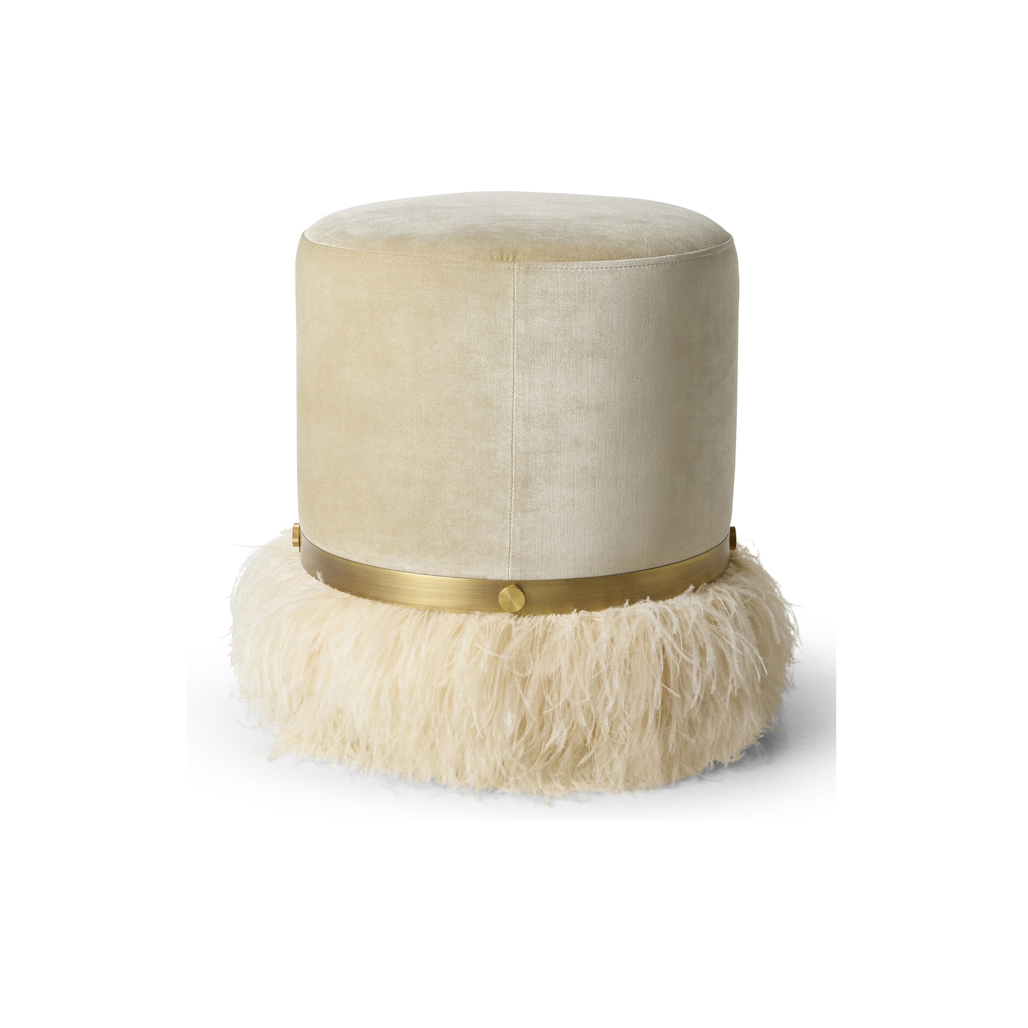 Ostrich Fluff Cream 450 Diameter Velvet Pouf