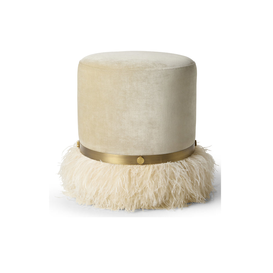 Ostrich Fluff Cream 450 Diameter Velvet Pouf