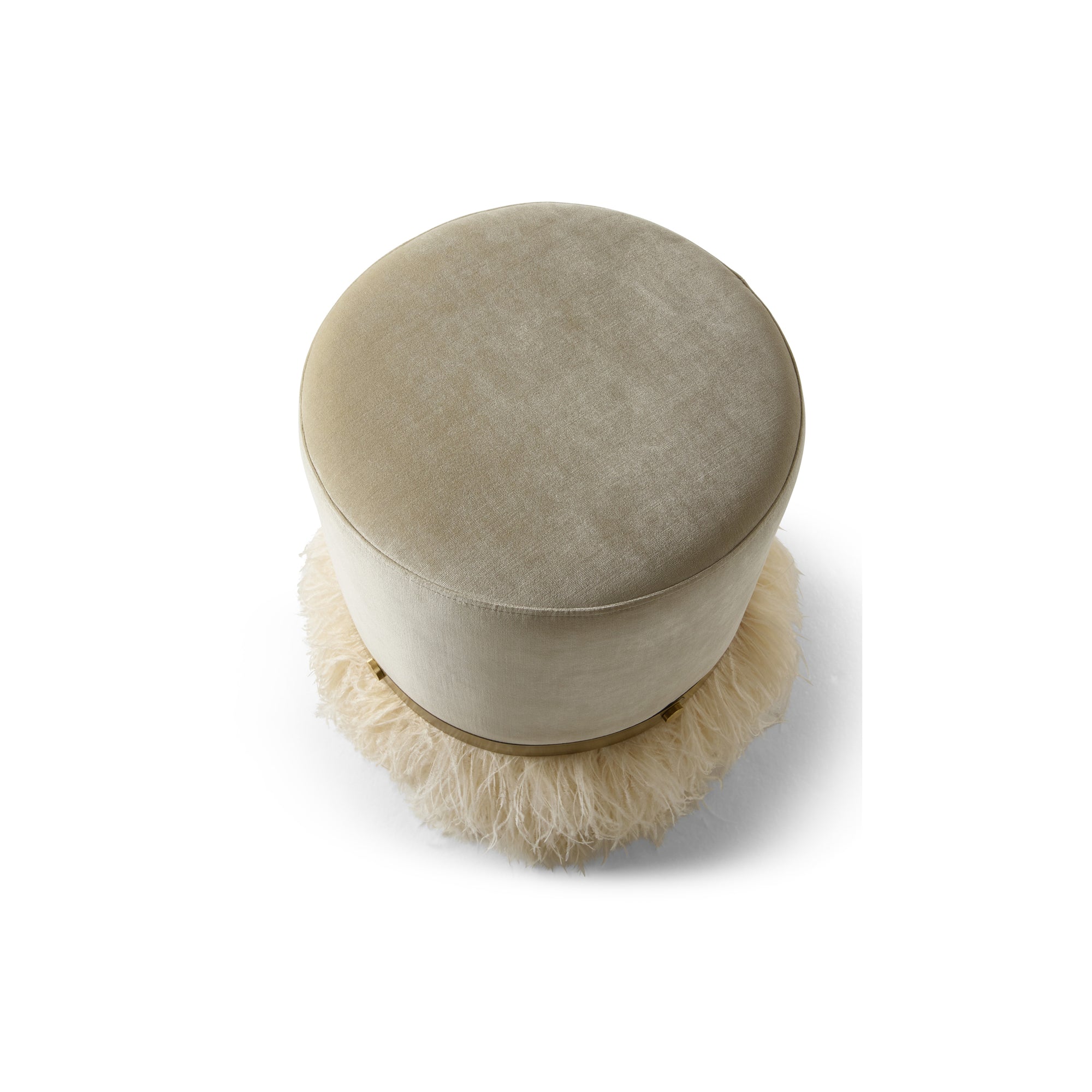 Ostrich Fluff Cream 450 Diameter Velvet Pouf