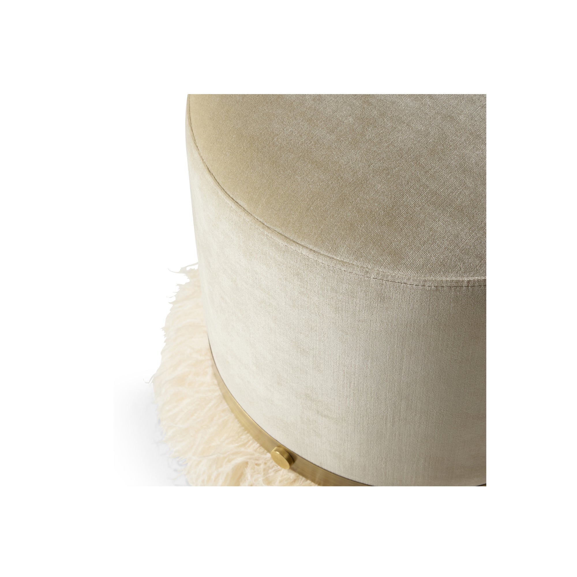 Ostrich Fluff Cream 450 Diameter Velvet Pouf