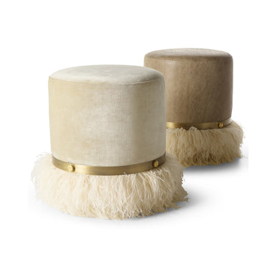 Ostrich Fluff Cream 450 Diameter Velvet Pouf