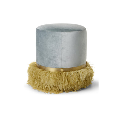 Ostrich Fluff Ocean 450 Diameter Velvet Pouf