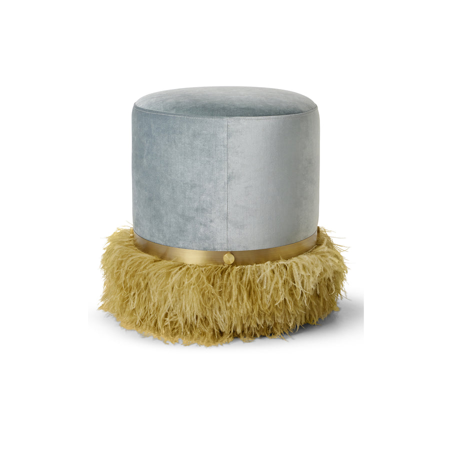 Ostrich Fluff Ocean 450 Diameter Velvet Pouf