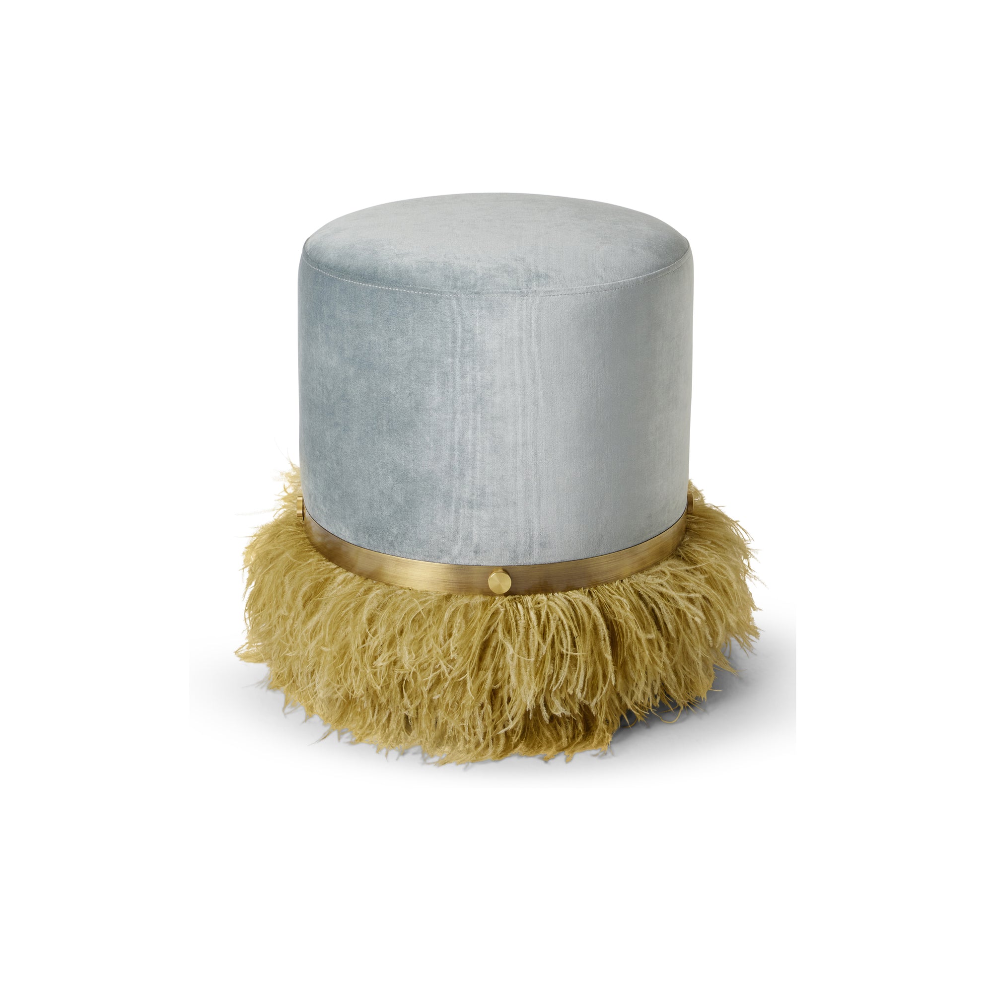 Ostrich Fluff Ocean 450 Diameter Velvet Pouf