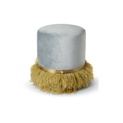 Ostrich Fluff Ocean 450 Diameter Velvet Pouf